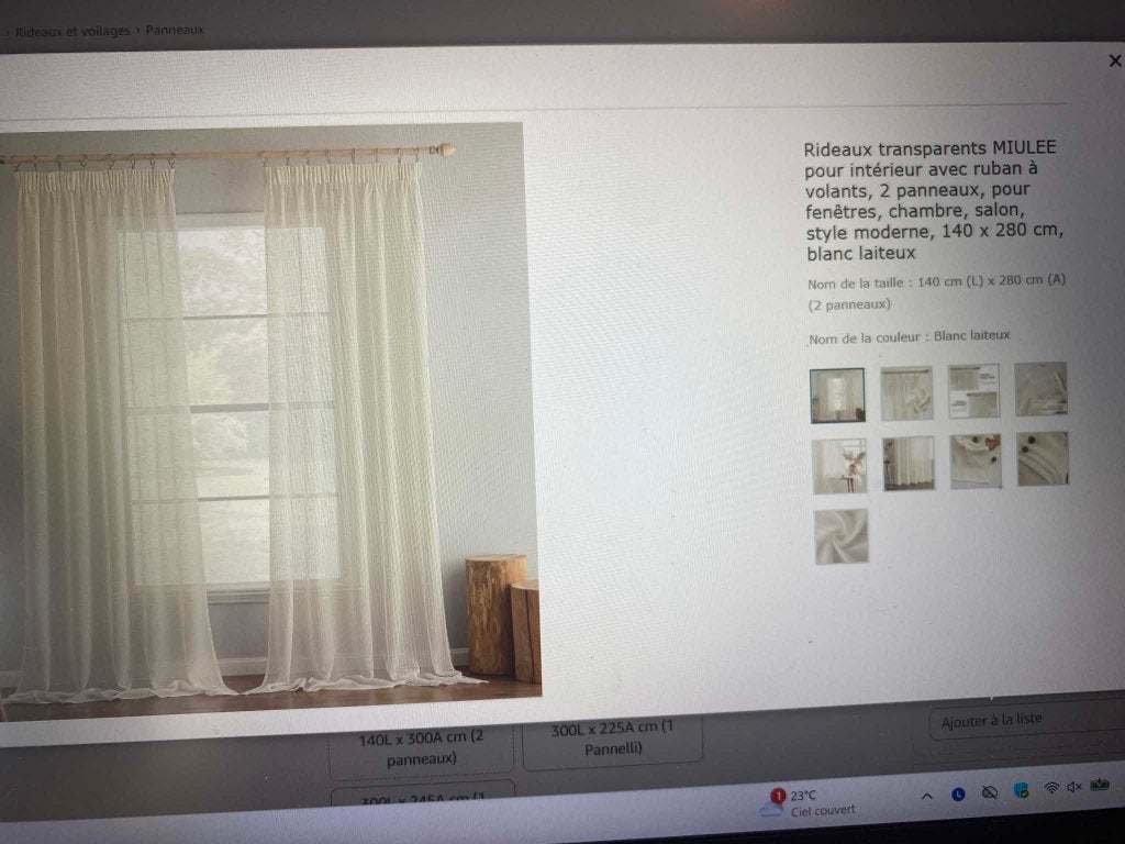 Rideaux transparents MIULEE pour intérieur, Maison & Meubles, Ameublement | Rideaux & Stores à lamelles, Neuf, Rideau, Crème, Polyester