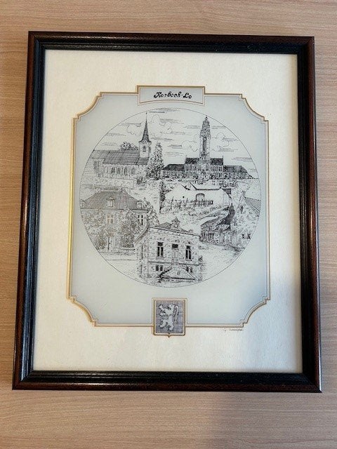 Kader glas Gemeente Korbeek-lo getekend, Antiek en Kunst, Ophalen