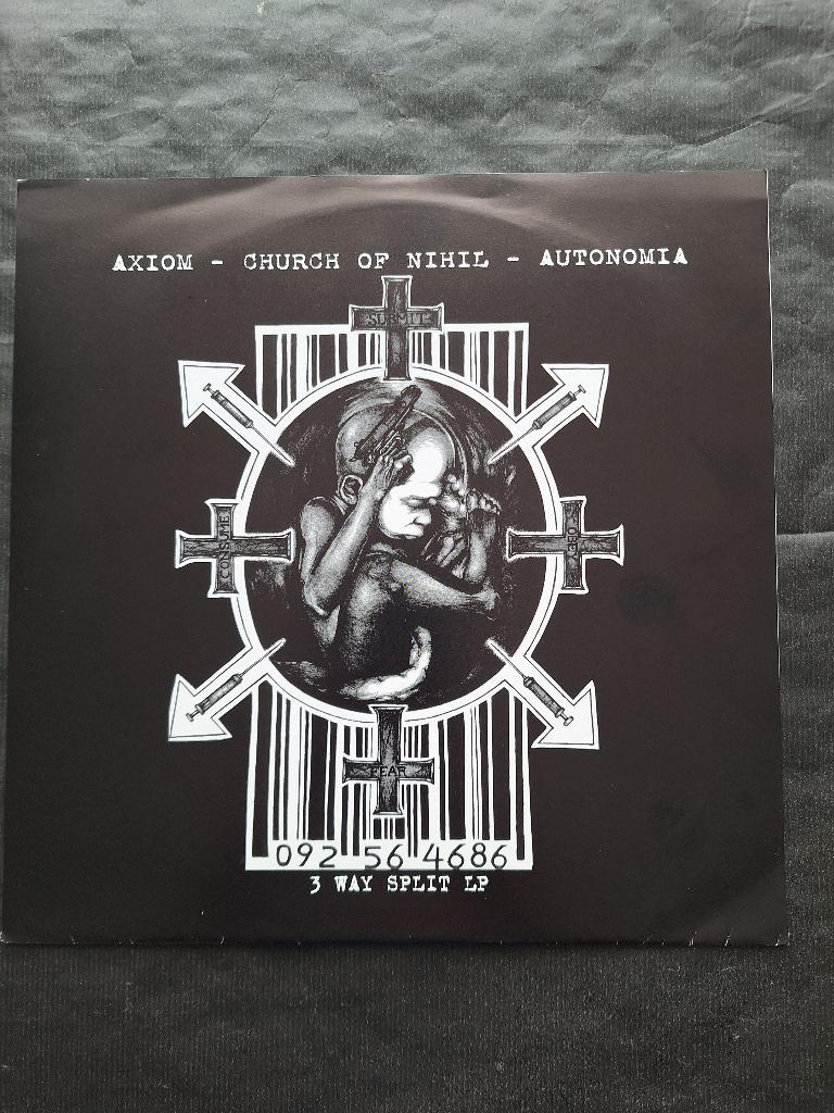 AXIOM / CHURCH OF NIHIL / AUTONOMIA  "3 Way Split" punk LP, Envoi, 1990 - 1999, Comme neuf, Alternatif