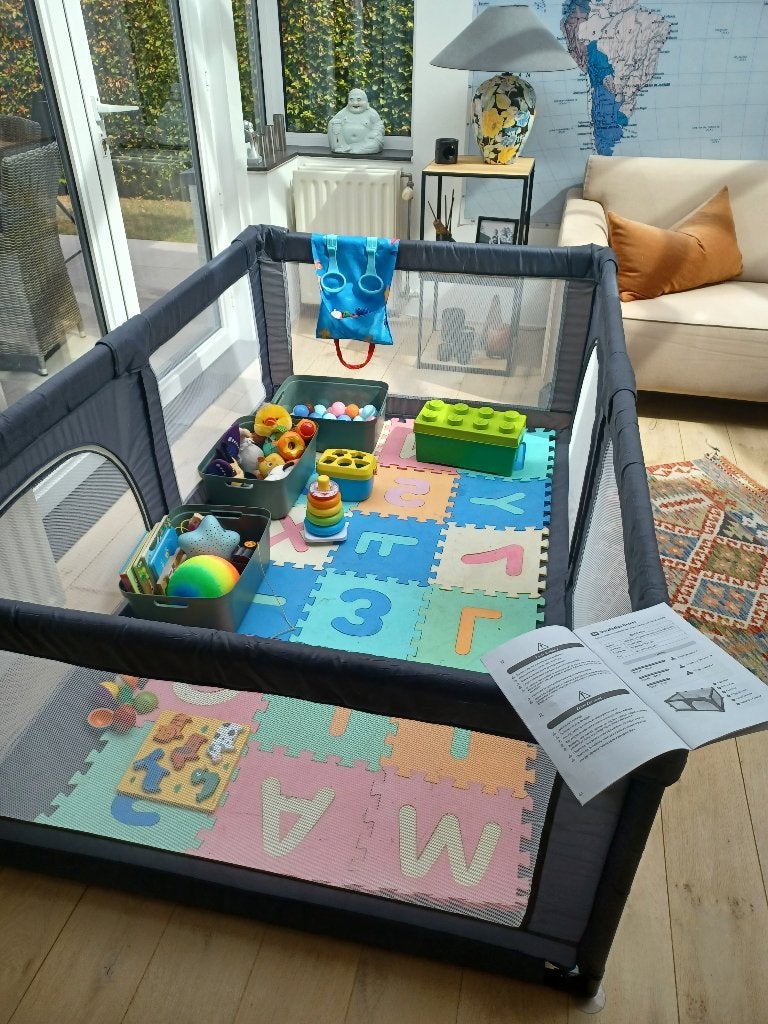 Baby-en Kleuterbox 'Costway playpen', Ophalen, Zo goed als nieuw, Rechthoekig, Boxkleed