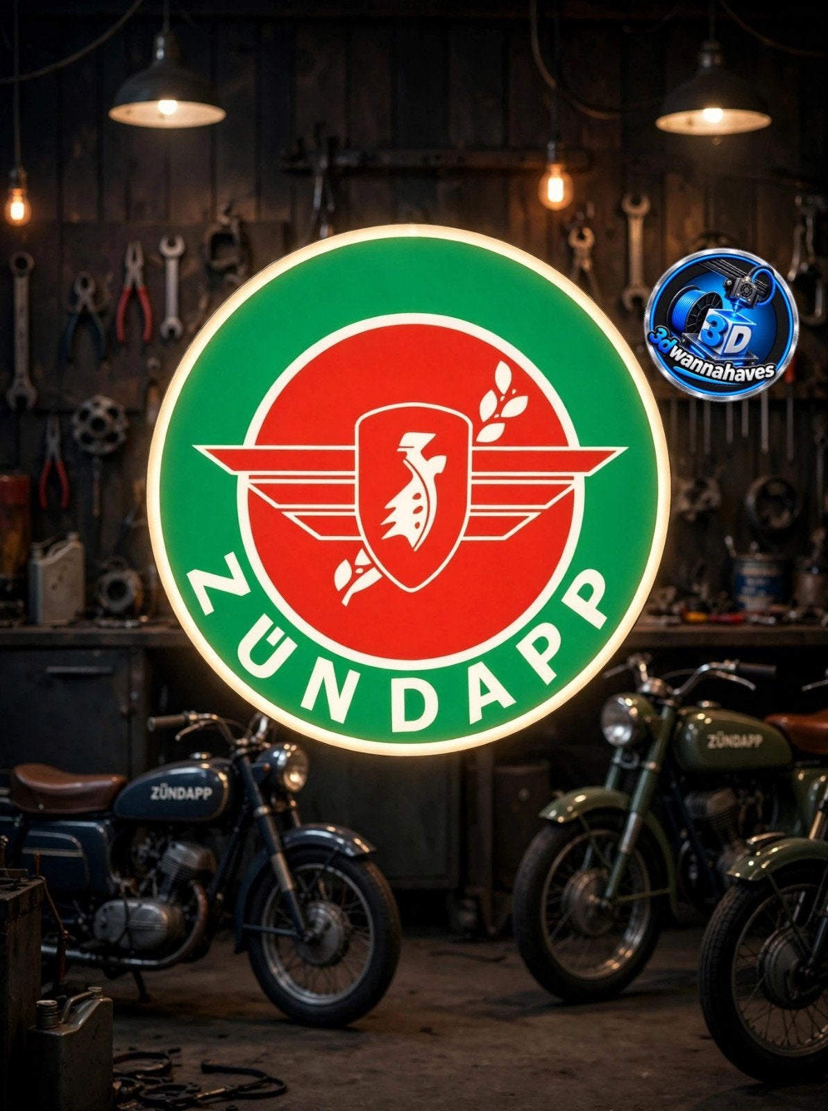 Deze schitterende, verlichte XL Zündapp lichtbak, Ophalen of Verzenden, Nieuw, Lichtbak of (neon) lamp