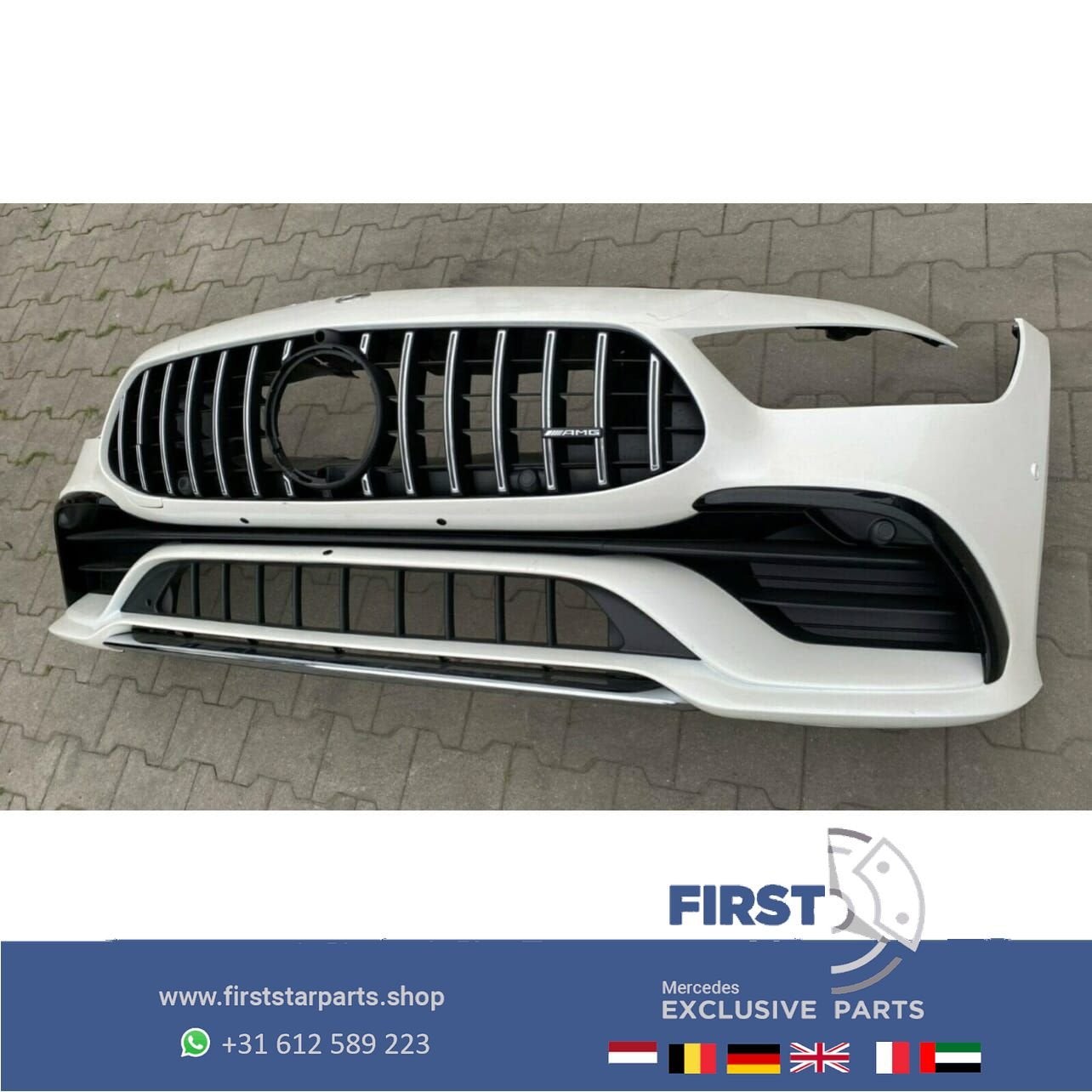 X290 W290 GT 43 53 4 DOORS COUPÉ AMG VOORBUMPER WIT COMPLEET, Gebruikt, -, Voor, Ophalen of Verzenden