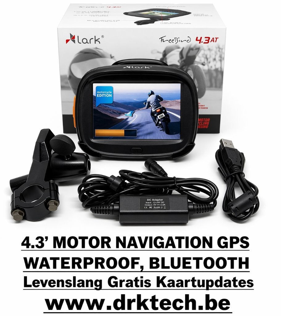 4.3” Waterdicht Motor GPS Navigatie–LARK FREEBIRD– BLUETOOTH, Neuf, Info@drktech.be, Enlèvement ou Envoi, Oosterwennel 35 Genk