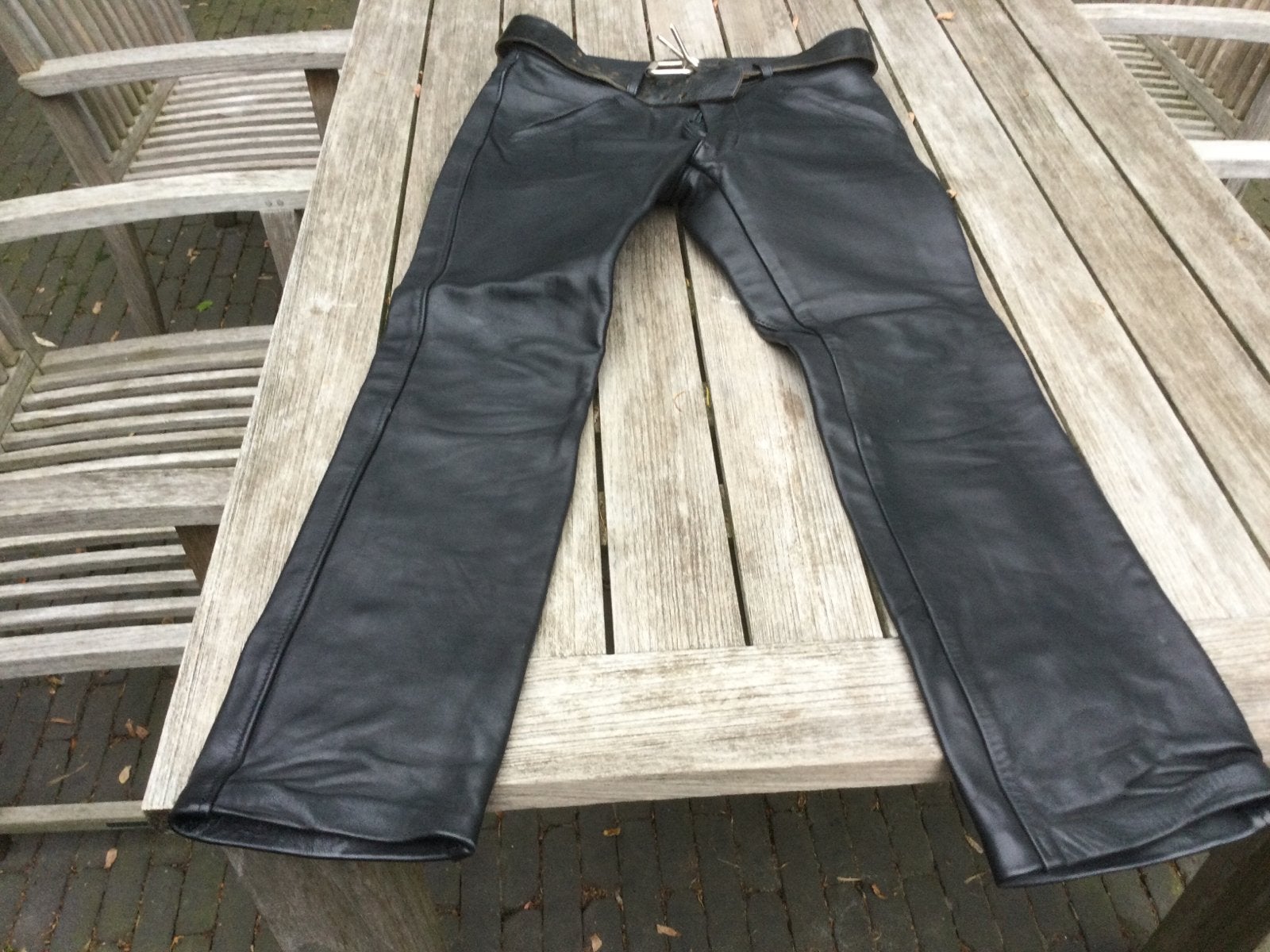 Leder broek 42/103-104, Ophalen of Verzenden, Tweedehands, Heren, Broek | leer