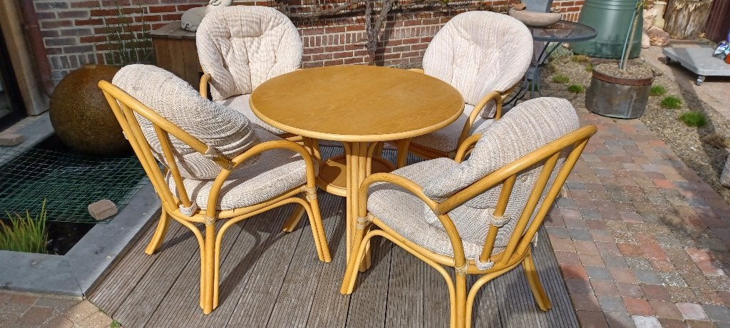 ROTAN LOUNGE SET, Ophalen, 4 zitplaatsen, Rotan, Zo goed als nieuw