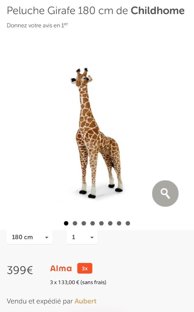 Peluche xxl girafe childhome 180 cm, Girafe, Autres marques, Grand (plus de 80 cm), Comme neuf