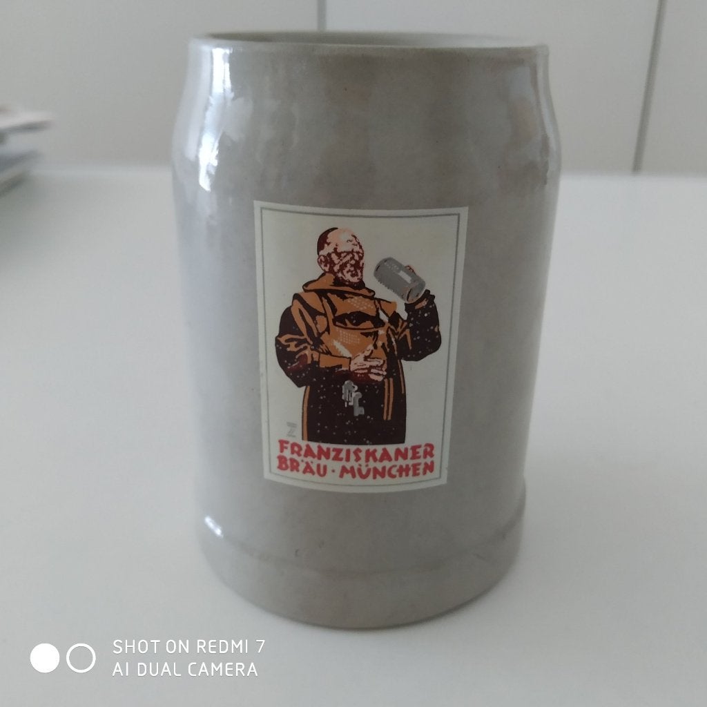Chope à bière Franziskaner-Bräu Munich vintage., Enlèvement ou Envoi, Utilisé, Chope(s), Autres marques