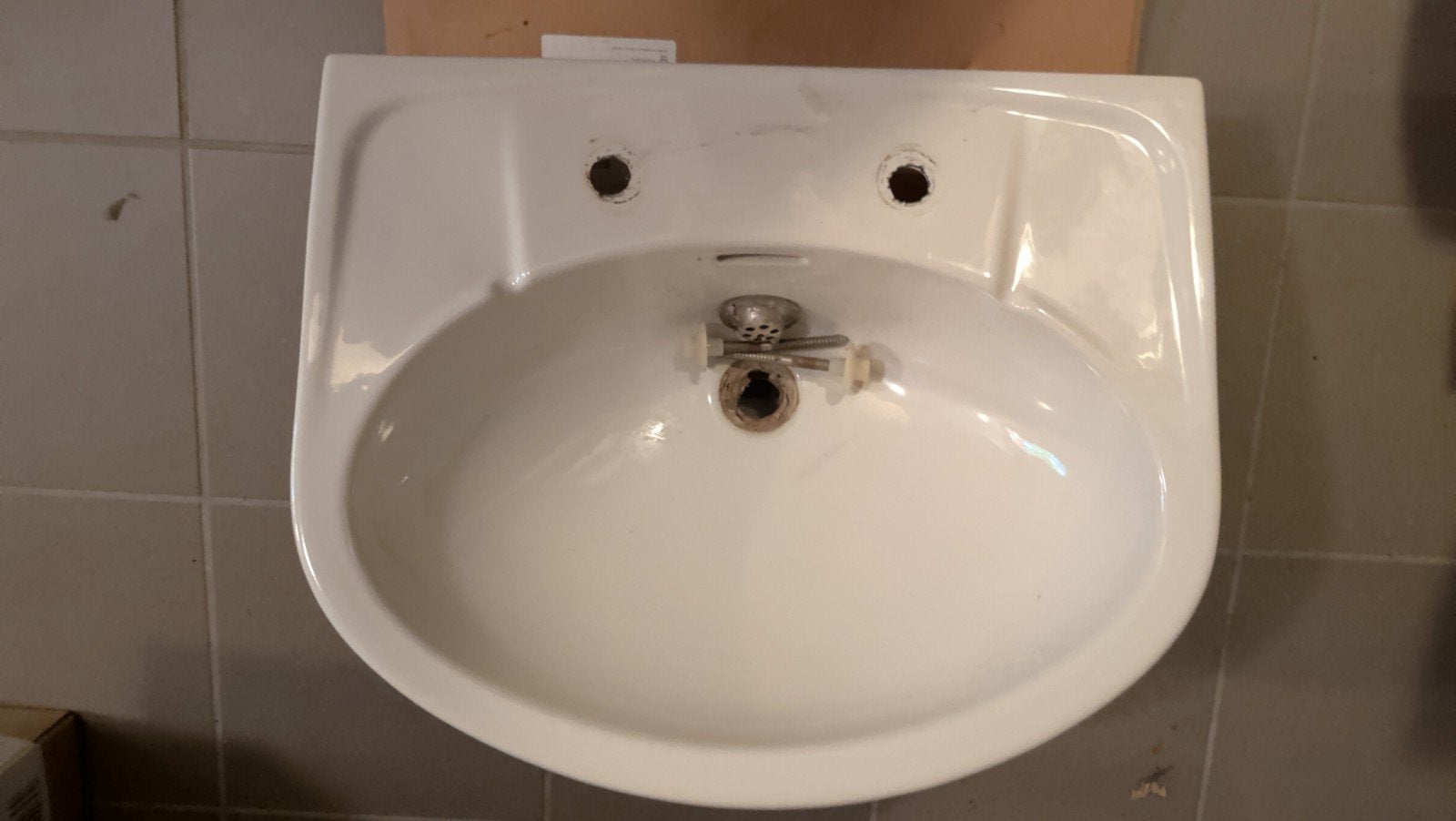 wastafel/ lavabo voor 2 kraantjed, 25 à 50 cm, Lavabo ou Évier, Moins de 100 cm, Enlèvement