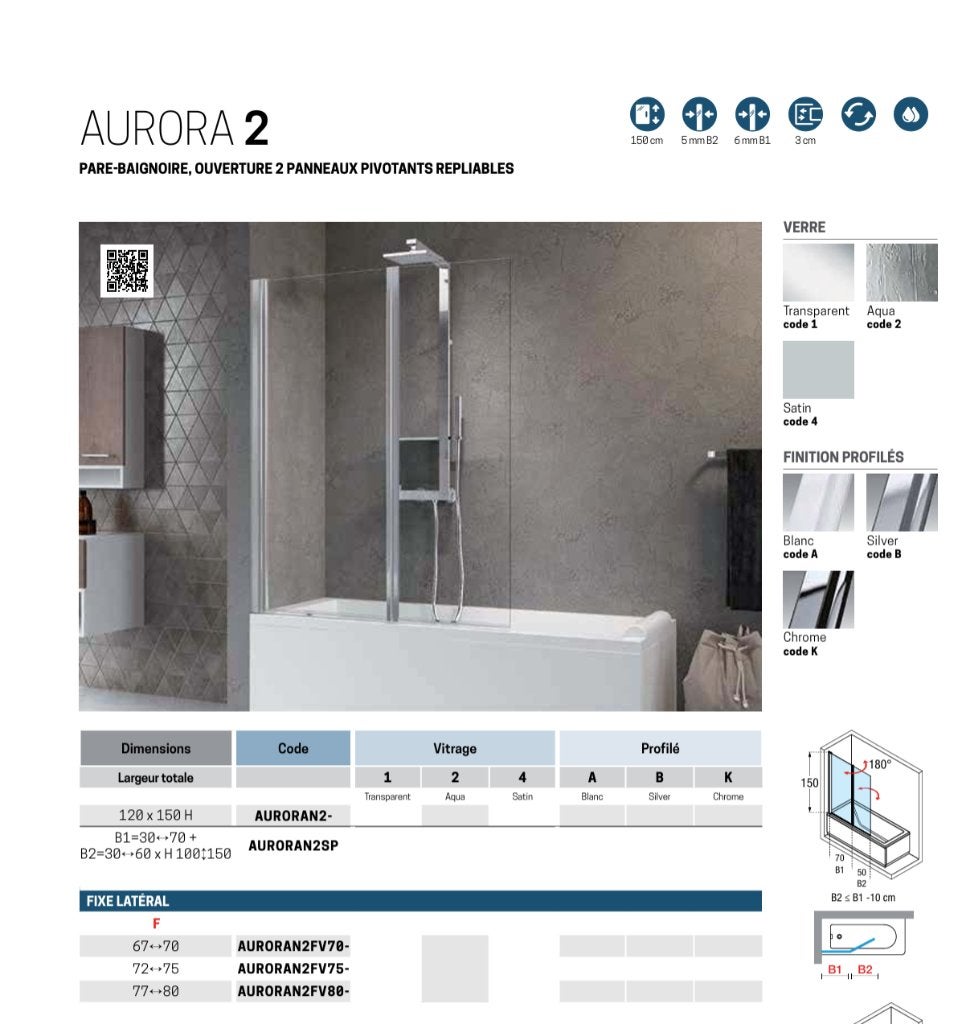 Pare-baignoire à volets pivotants – 120cm*150cm, Maison & Meubles, Salle de bain | Meubles de Salle de bain, Neuf, Moins de 25 cm