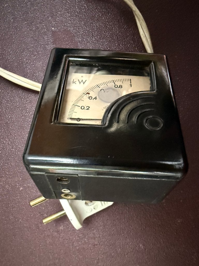 Voltmètre vintage, bakélite noire, avec fil et prise, Envoi