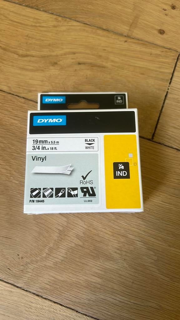 5 doosjes Dymo Rhino Industrial Vinyl labels 19 mm, Ophalen of Verzenden, Nieuw