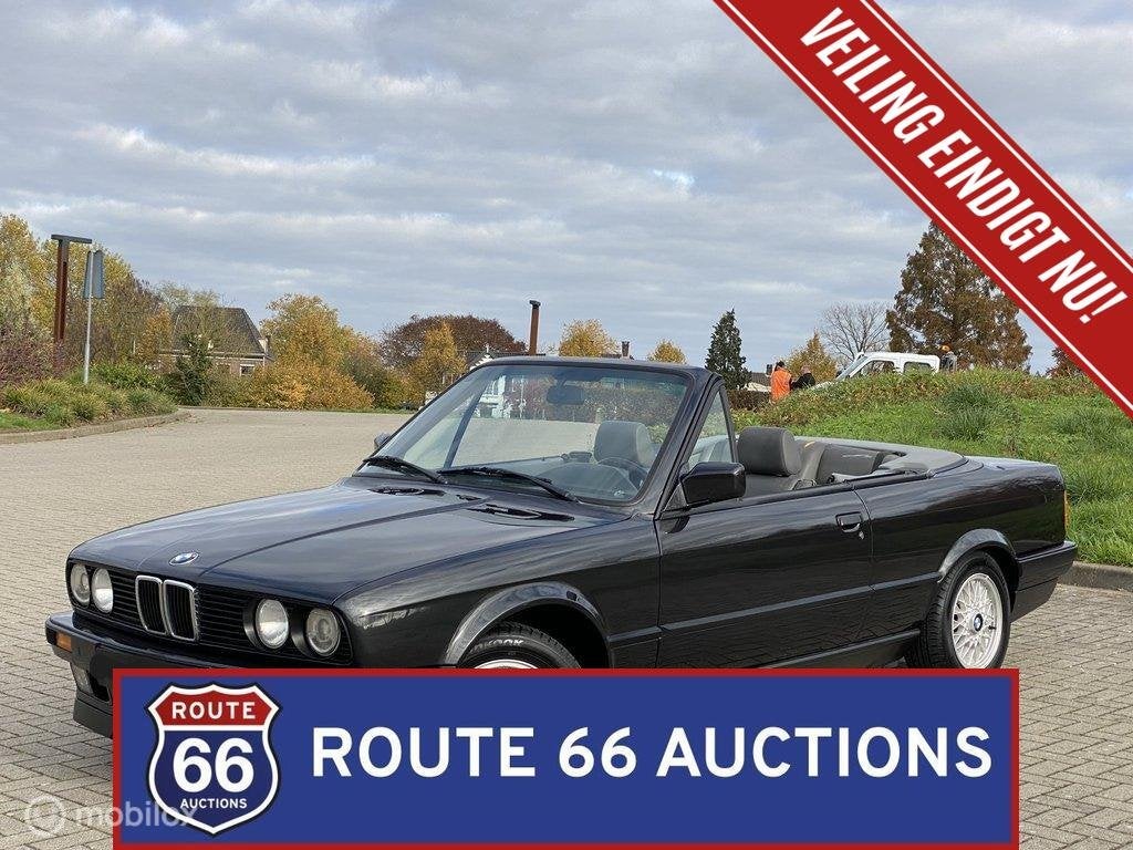 BMW 318i Cabriolet | 1991 | Route 66 Auctions, Auto's, Oldtimers, Zwart, Bedrijf, Handgeschakeld, Overige carrosserie