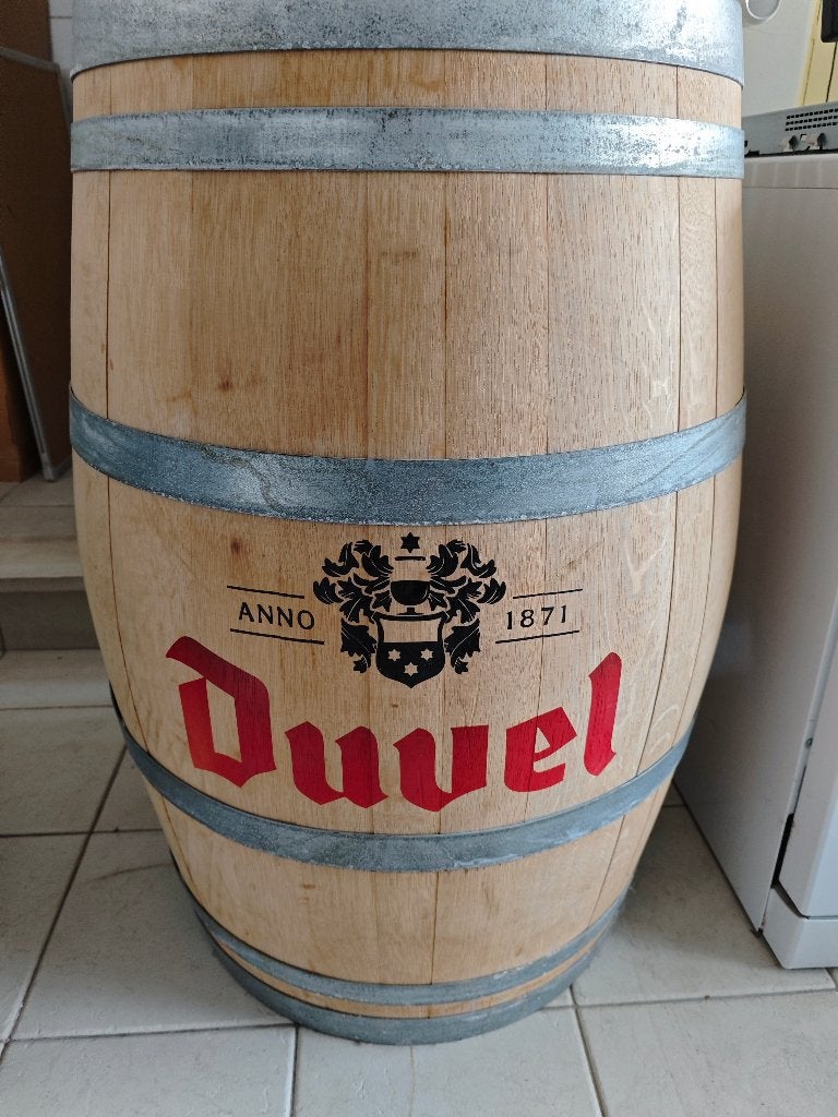 Wijnvat - Duvel logo, 150 liter of meer, Ophalen, Zo goed als nieuw, Hout