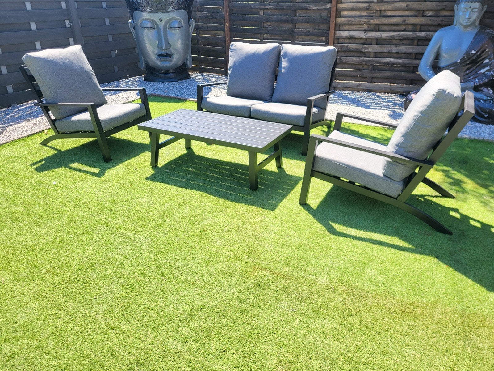 loungeset aluminium met bijhorende kussens en tafel, Ophalen, Aluminium, Loungeset