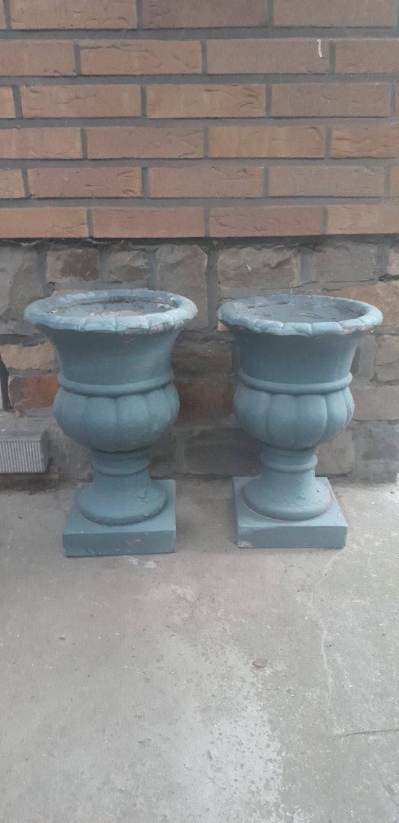 2 geschilderd  terracotta. potten, Tuin en Terras, Tuinvazen, Ophalen