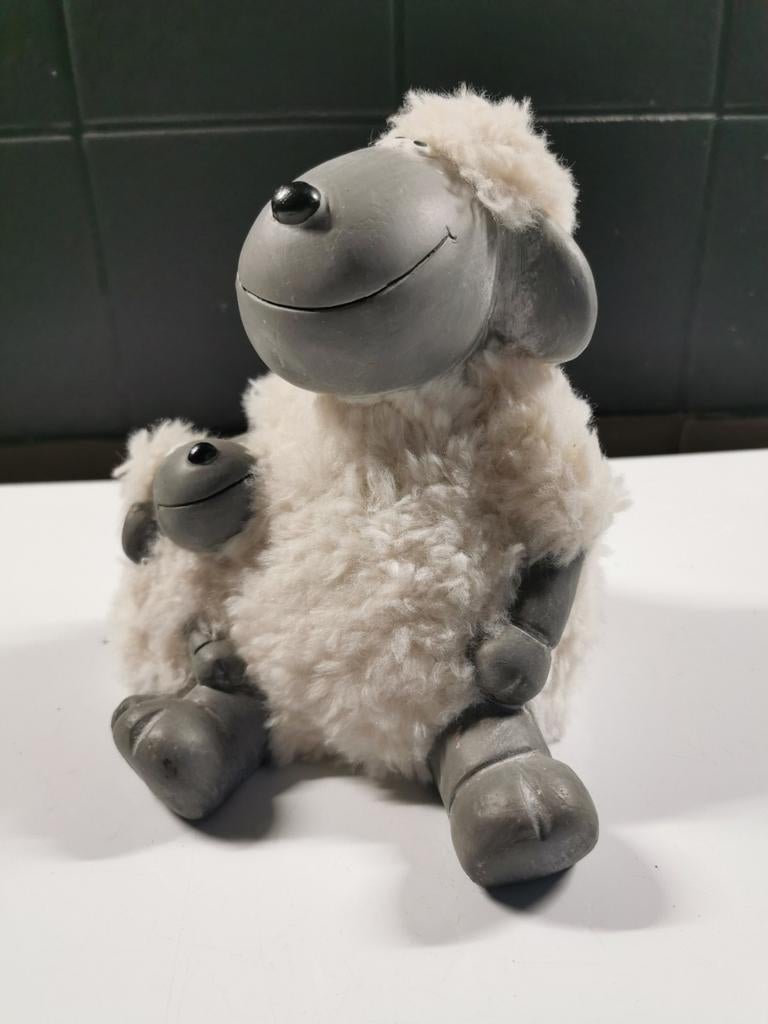 Schaap deco in wol en steen., Enlèvement ou Envoi