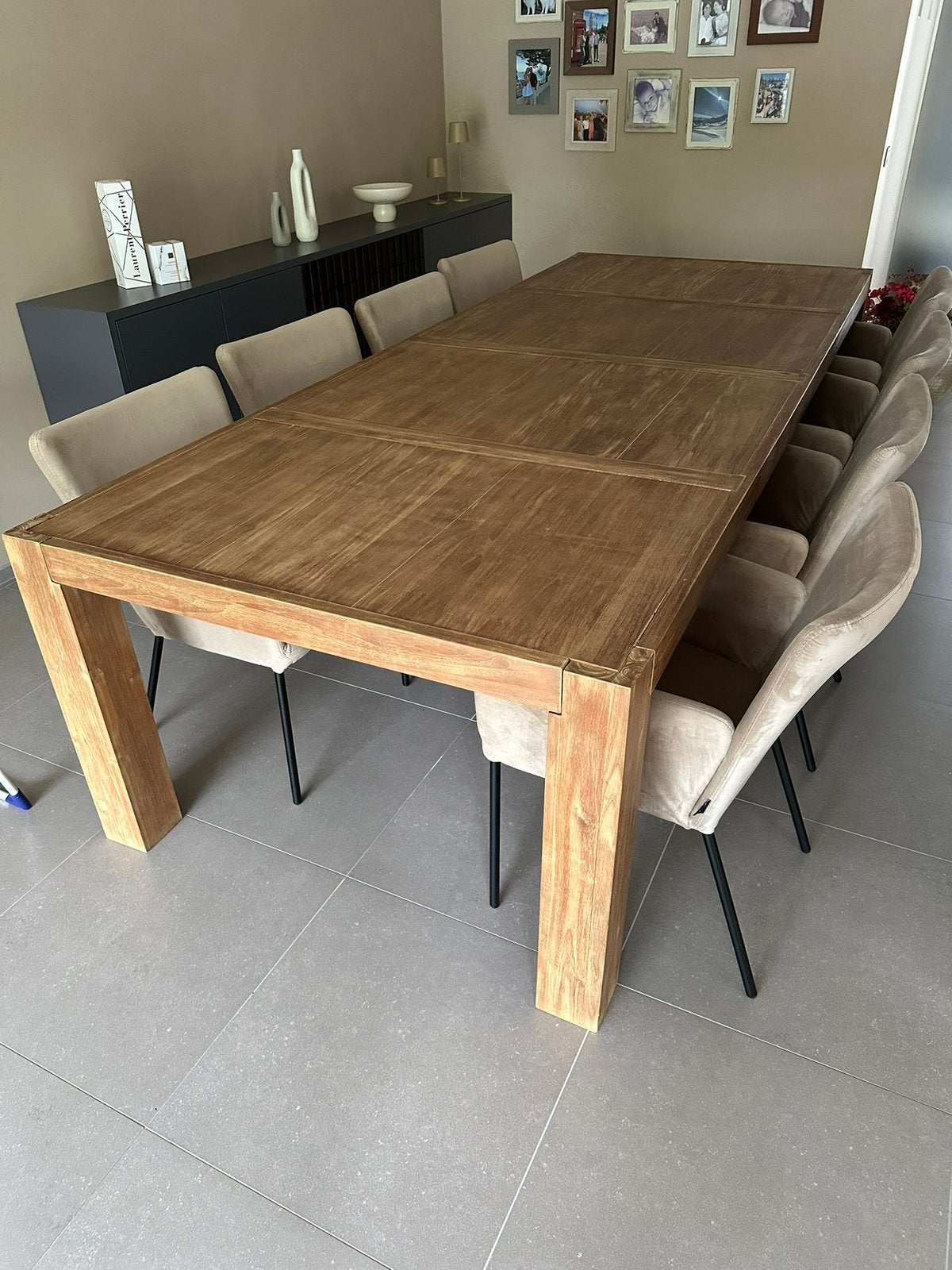 Eetkamertafel, Ophalen, 100 tot 150 cm, Teakhout, 200 cm of meer
