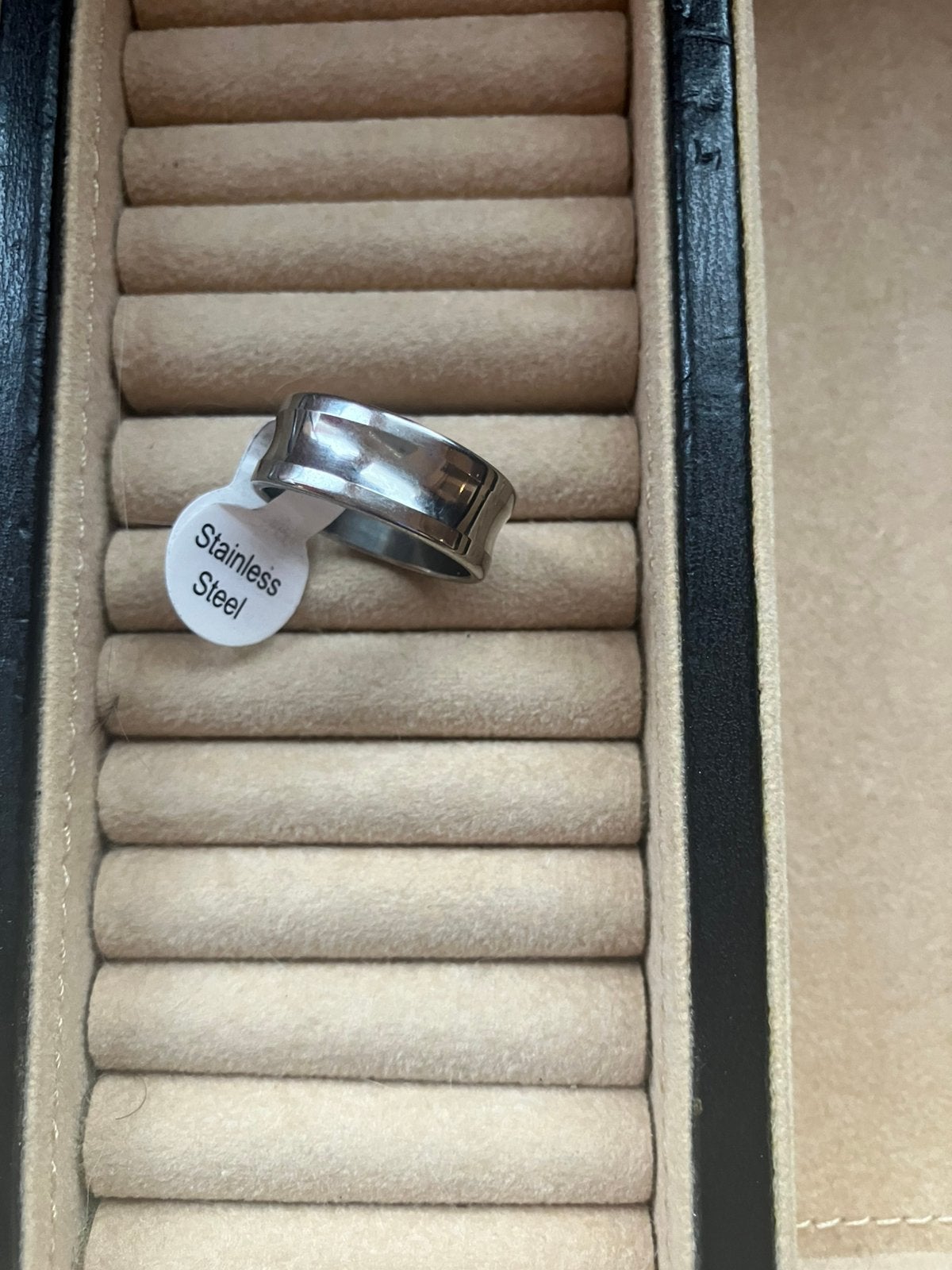 Zilverkleurige RVS ring maat 18 mm, Bijoux, Sacs & Beauté, Bagues, Enlèvement, Comme neuf, Jaune