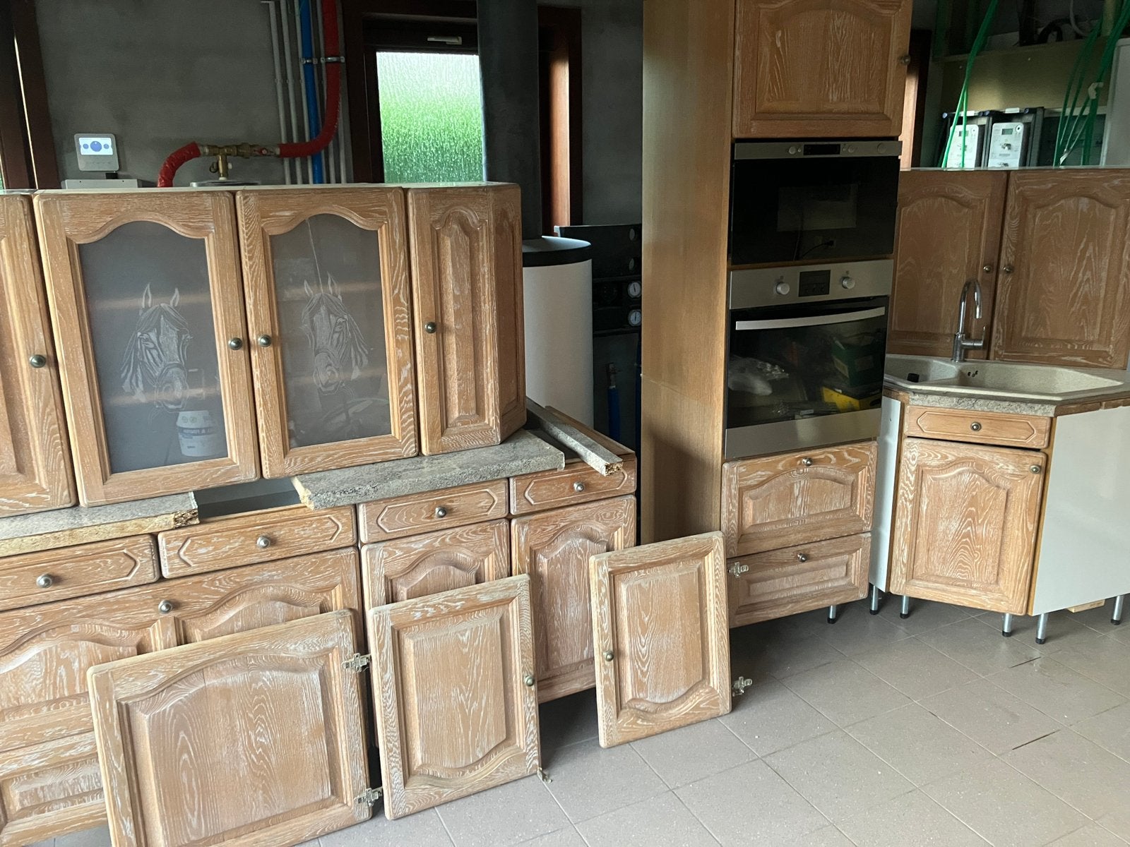 Eiken keuken, Ophalen, Gebruikt, Hout, Dubbelwandige keuken