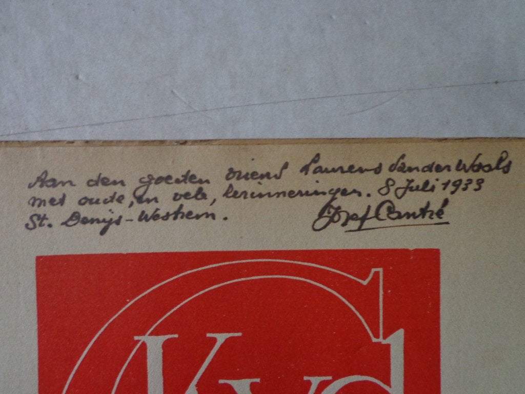 Tijdschrift opdracht Jozef Cantré Laurens Van der Waals 1933, Ophalen of Verzenden, Houtsnede, Origineel, 1900 - 1949