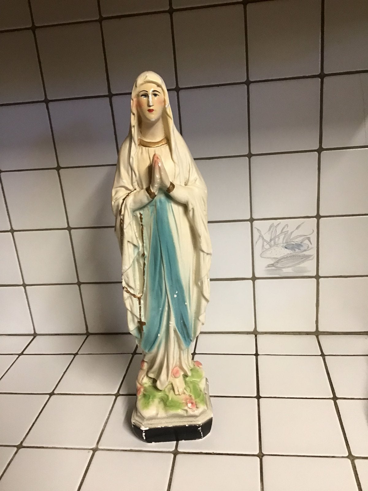 Ancienne statue en plâtre de Mère Marie Madone de Lourdes, Antiquités & Art, Enlèvement ou Envoi