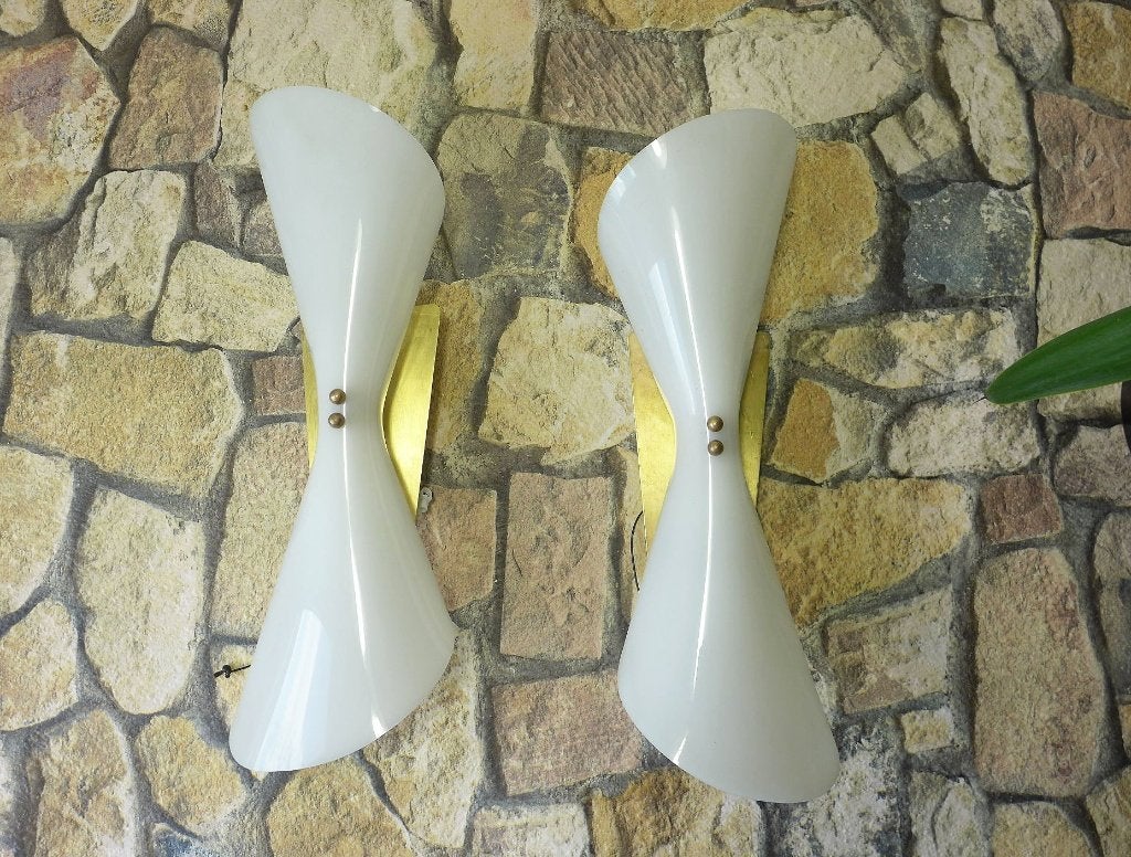 2 x lampe murale 1950 1960, lampe française vintage Diabolo, Enlèvement ou Envoi, Synthétique, Applique murale, LED