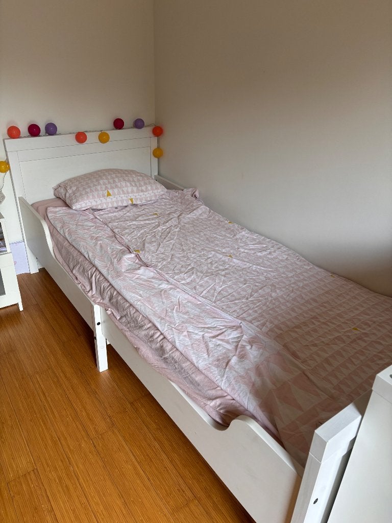 Lit IKEA blanc 80x200 avec matelas, Enlèvement, 180 cm ou plus, 70 à 85 cm, Sommier à lattes