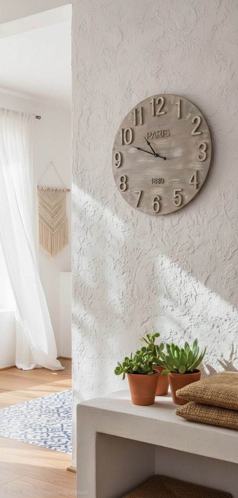 Grote Ibiza Style klok 60 cm., Huis en Inrichting, Woonaccessoires | Klokken, Wandklok, Vintage, Analoog, Handgemaakt