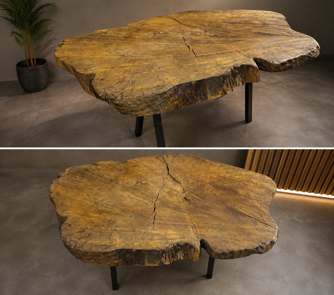 Massieve boomstamtafel / live edge – uniek houten blad, Tuin en Terras, Ophalen of Verzenden, Zo goed als nieuw, Hout