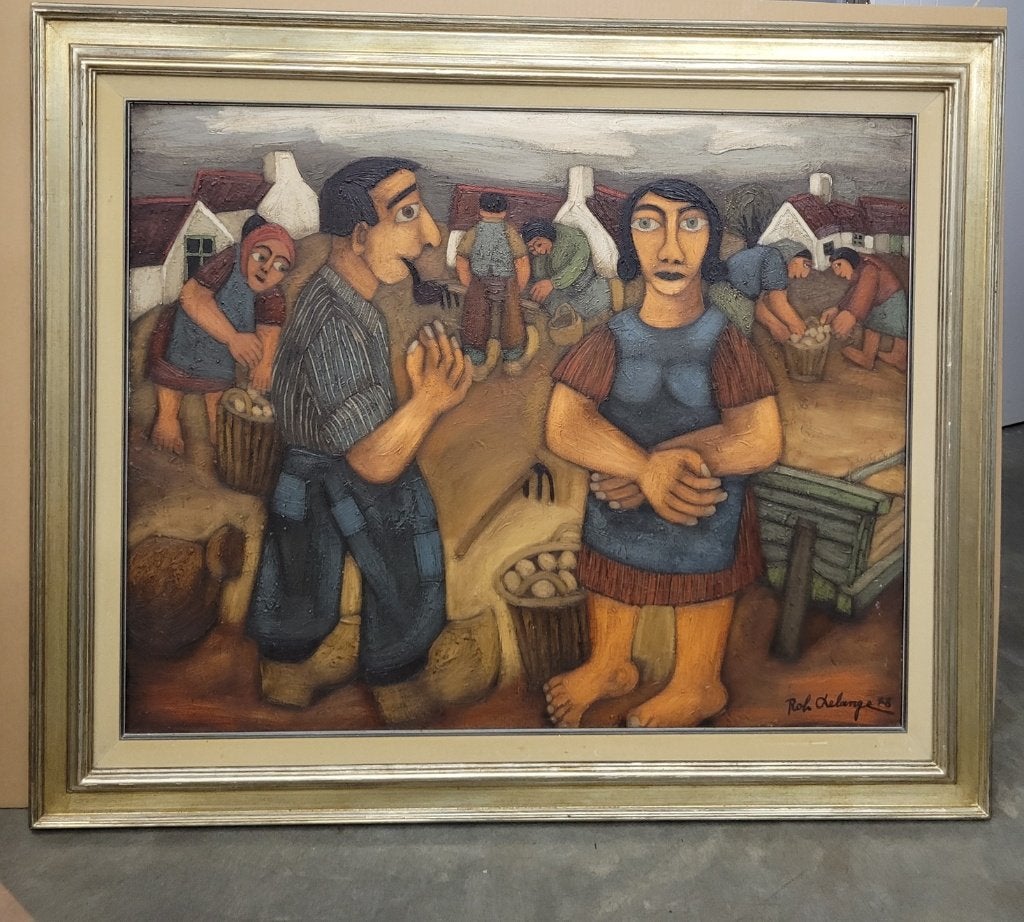 Robert DELANGE, wroeters van ten lande, Antiek en Kunst, Ophalen, Doek, Expressionistisch, Gedateerd