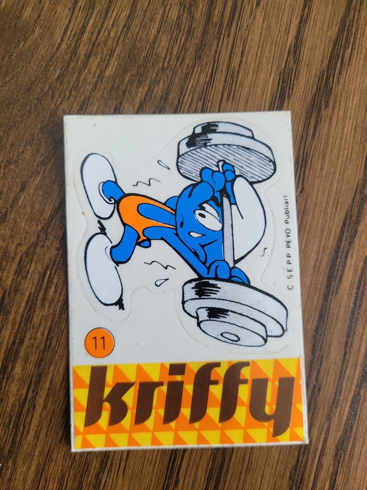 autocollant ancien Les Schtroumpfs Kriffy numéro 11, Collections, Enlèvement ou Envoi