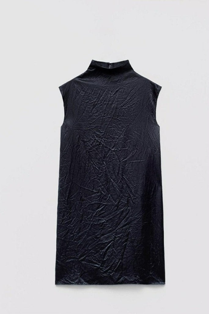 ROBE neuve ZARA bleu marine col haut élégante droite L, Zara, Enlèvement ou Envoi, Neuf, Bleu