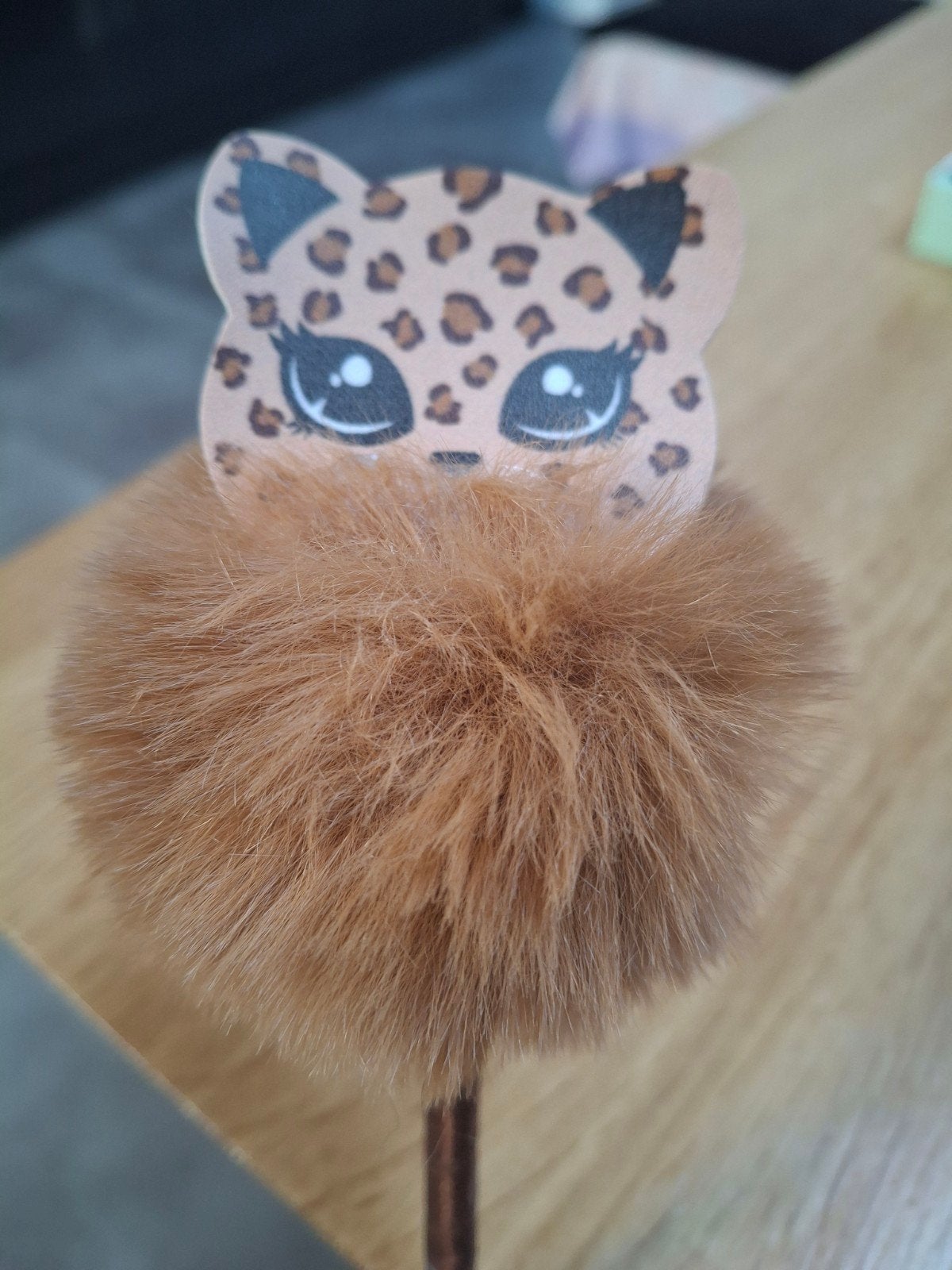 Schattige pen Cheetah, Brun, Plastique, Poignée souple, Comme neuf