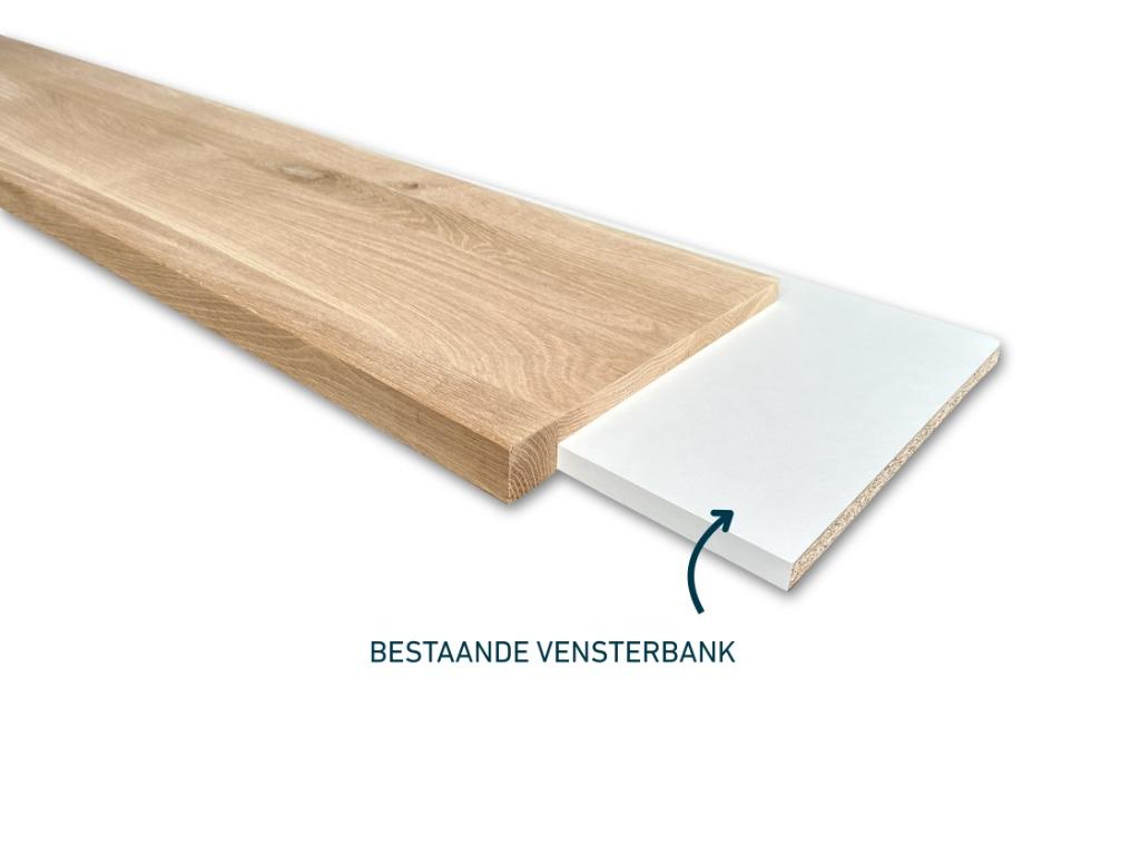 Vensterbank - massief eiken - Recht - Op voorraad, Doe-het-zelf en Bouw, Plinten en Afwerking, Ophalen of Verzenden, Nieuw, Eiken