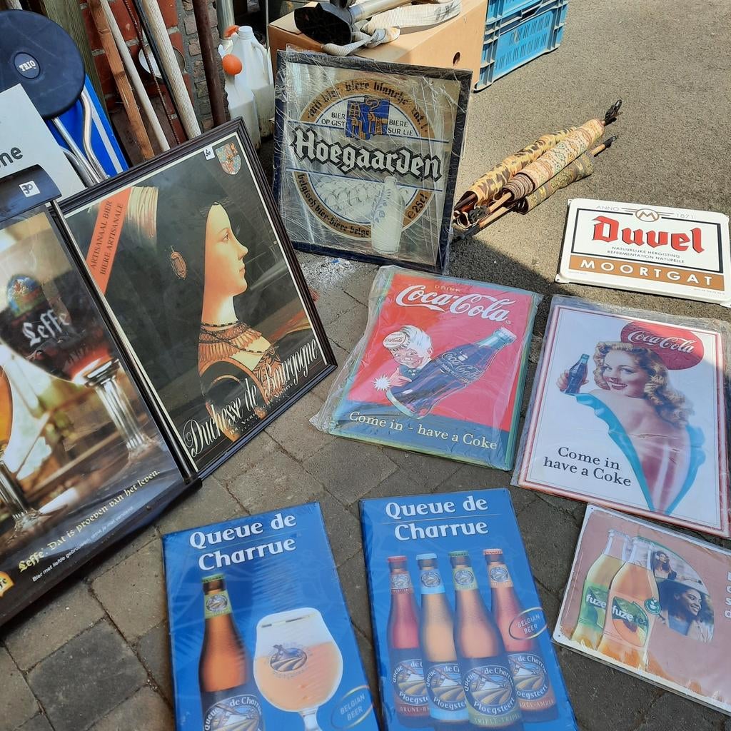 Borden , emaille en blik + lichtbakken , Duvel is weg ., Verzamelen, Ophalen of Verzenden, Zo goed als nieuw, Duvel