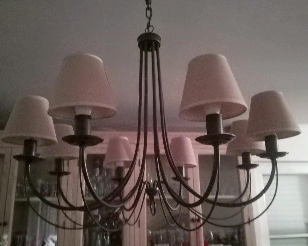 Kroonluchter - hanglamp - landelijke stijl (8 lampen), Huis en Inrichting, Lampen | Kroonluchters, Zo goed als nieuw, Ophalen