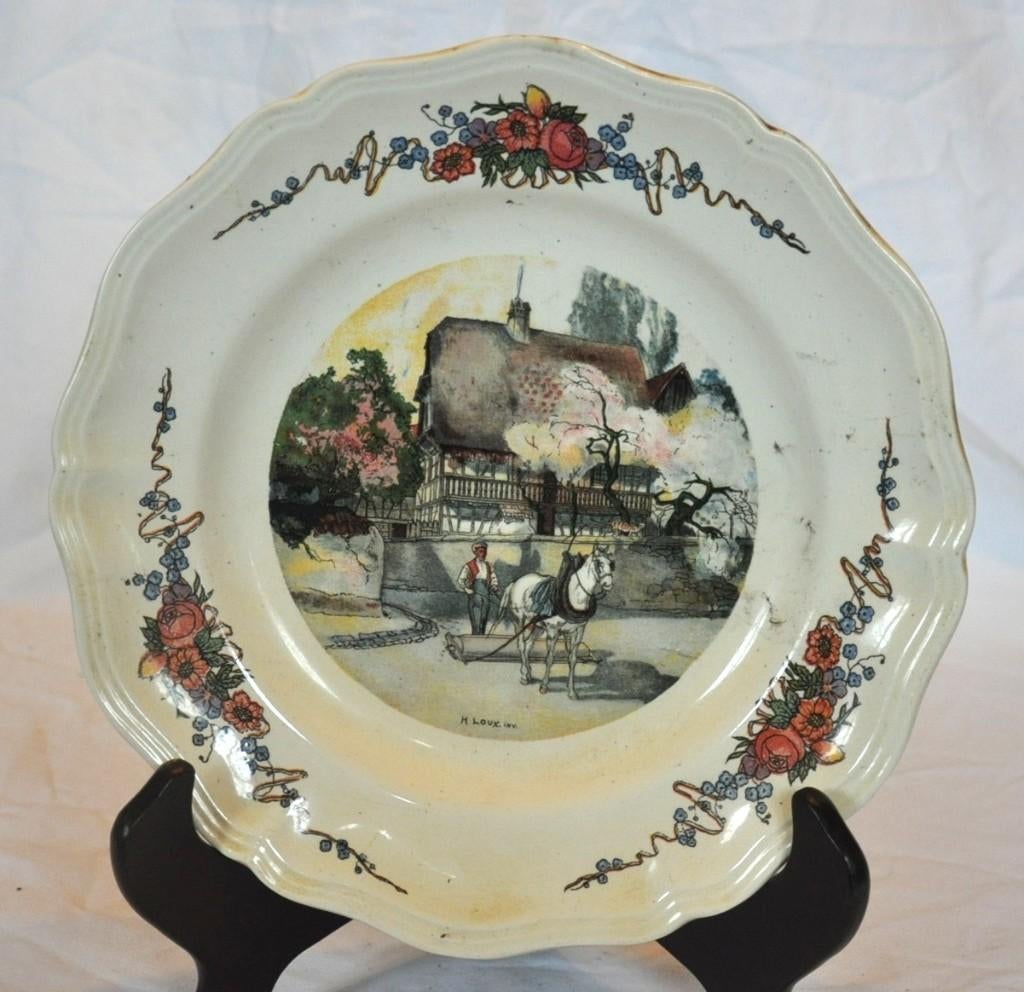 assiette plate obernai sarreguemines decor agriculteur (3), Ophalen of Verzenden