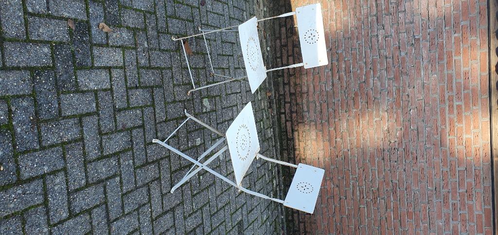 Ijzeren vintage stoelen, Ophalen, Gebruikt