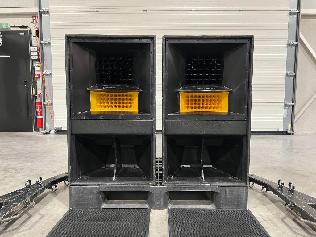 2x Turbosound Aspect TA-500DP powered 15"/10"/2" + rigging, Ophalen of Verzenden, Gebruikt, 120 watt of meer