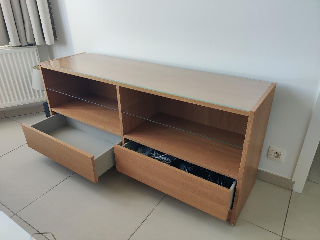 TV-meubel, Ophalen, Gebruikt, 100 tot 150 cm, Glas