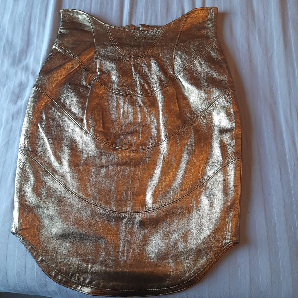 JITROIS FRANCE*JUPE EN CUIR BRONZE/DORÉ*PETITE*NEUVE*, Neuf, Autres couleurs, JITROIS, Enlèvement