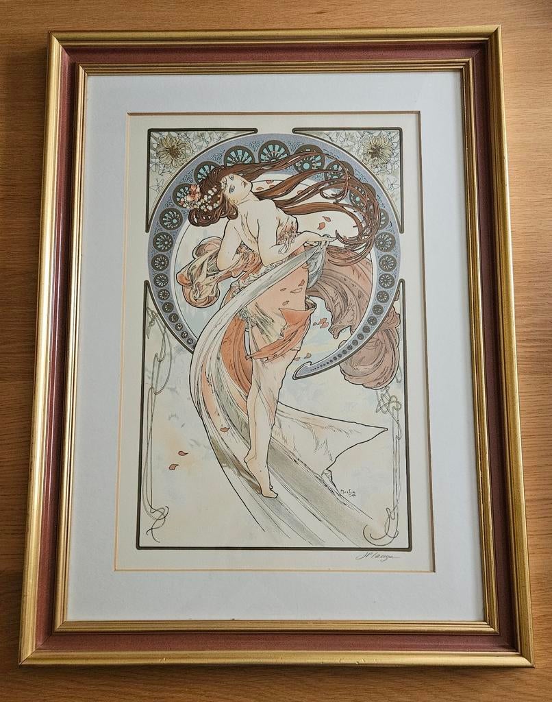 Litho - Alphonse Mucha (1860-1939) - Dance (gesigneerd), Antiek en Kunst, Ophalen