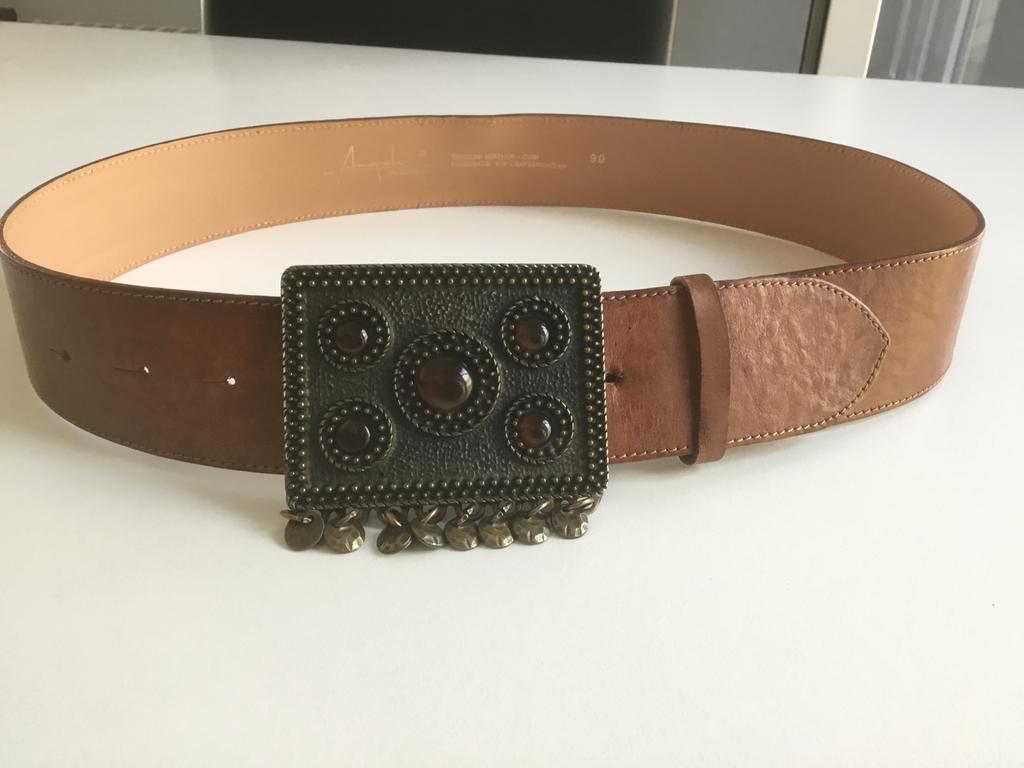 Ceinture femme Angelo de Lombardi, Cuir véritable, Enlèvement ou Envoi, Comme neuf, Brun