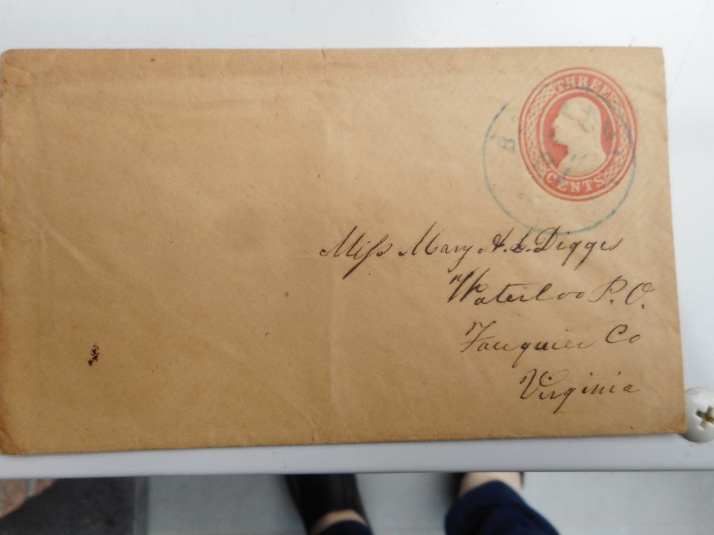 USA PRE PAID LETTER THREE CENT TO FAUQUIER VIRGINIA, Ophalen of Verzenden, Gestempeld, Noord-Amerika