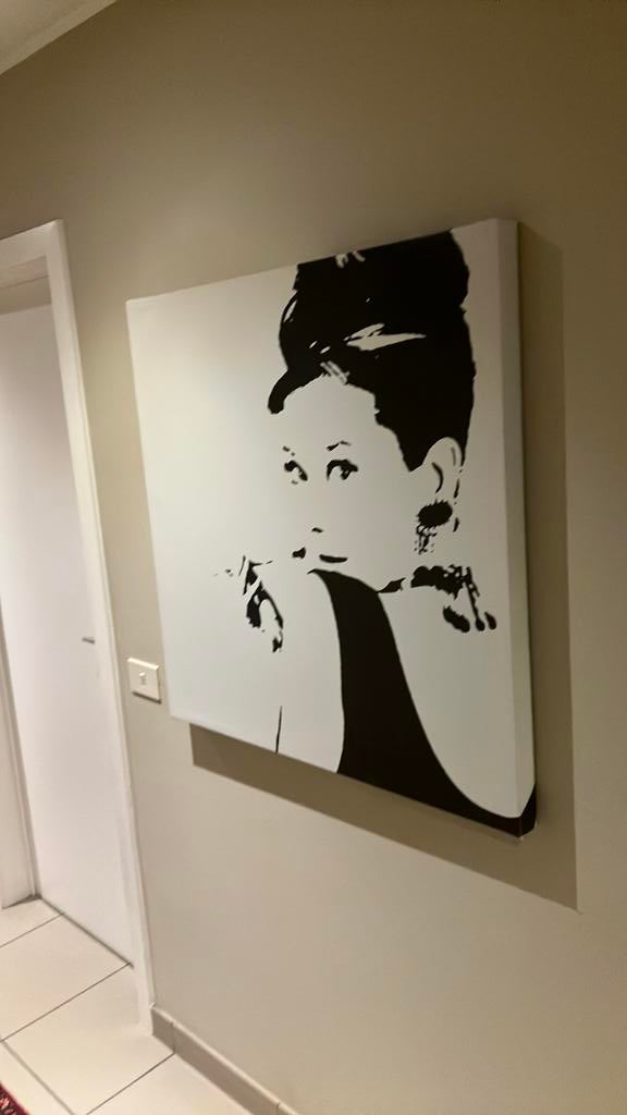 Audrey Hepburn canvas 90x90 cm, Antiek en Kunst, Ophalen