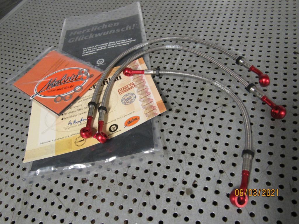 Jeu de durites de frein tressées Melvin mix Inox et Alu Café, Enlèvement ou Envoi, Neuf