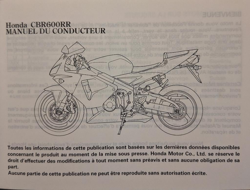 Origineel Honda CBR600RR Instructieboekje - Compleet, Motoren, Handleidingen en Instructieboekjes, Honda, Verzenden