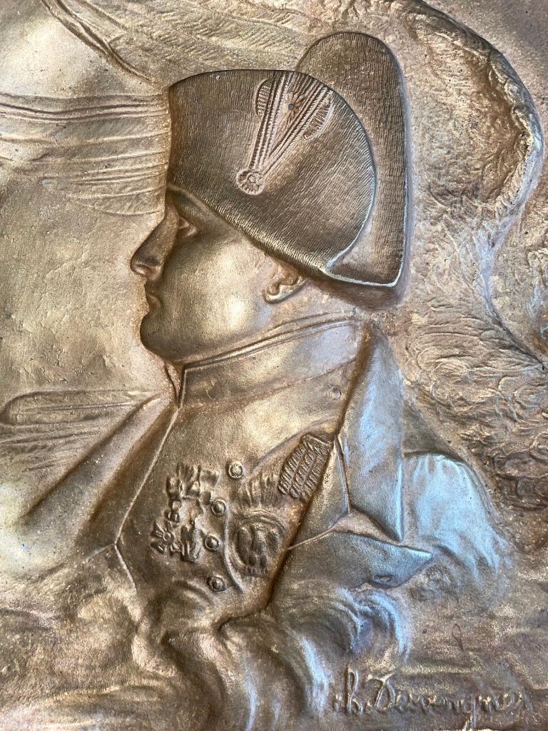 Bronzen plaat van Charles Desvergnes Profiel van Napoleon I, Ophalen of Verzenden, Brons