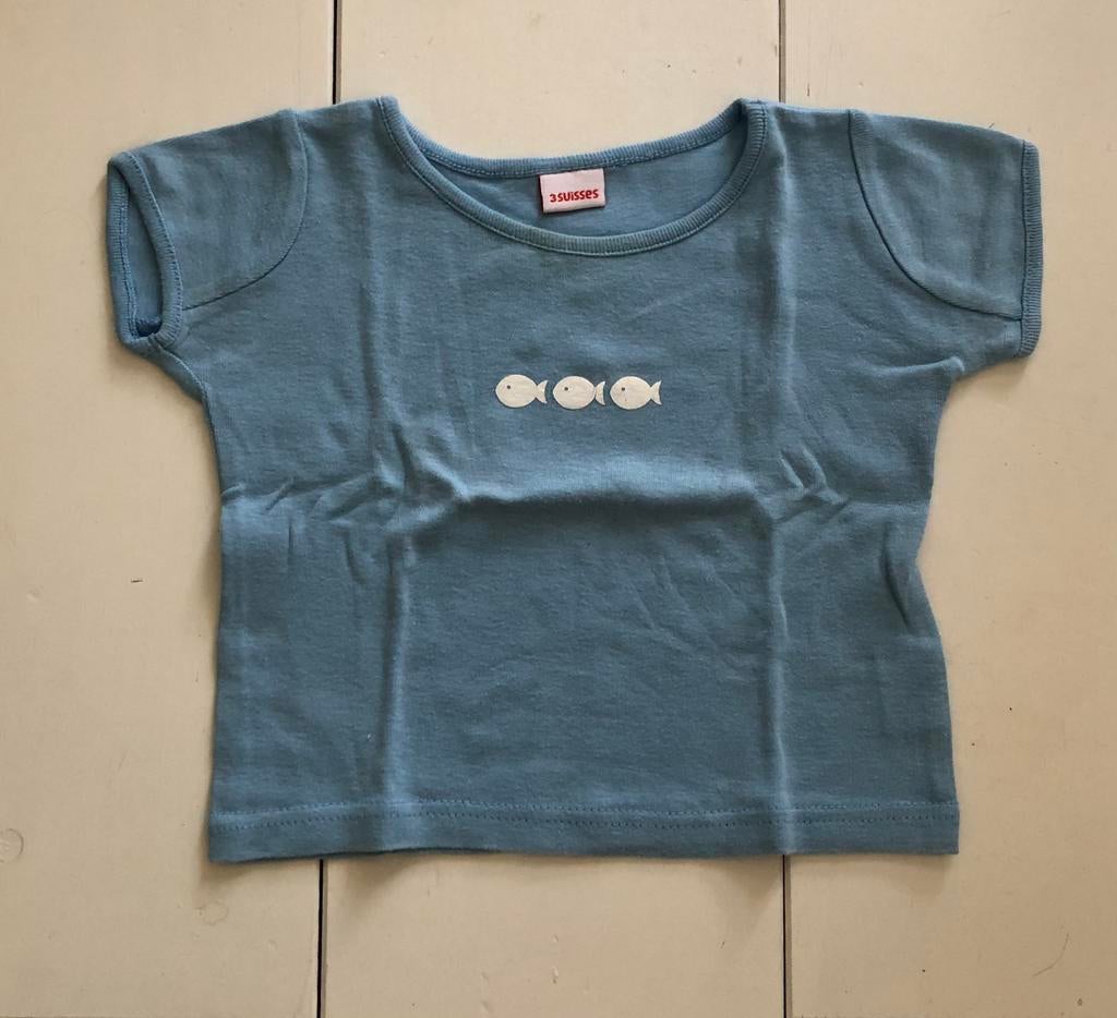 blauw t-shirtje vissen 3 Suisses 1 jaar 80, Gebruikt, Meisje, Ophalen of Verzenden, 3 Suisses