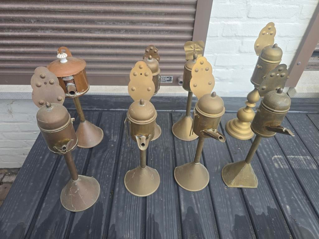 Rares lampes à huile « Snotnose » en cuivre hollandaises anc, Enlèvement, Bronze